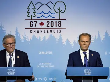El presidente de la Comisión Europea, Jean-Claude Juncker (i), y el presidente del Consejo de Europa, Donald Tusk El presidente de la Comisión Europea, Jean-Claude Juncker (i), y el presidente del Consejo de Europa, Donald Tusk