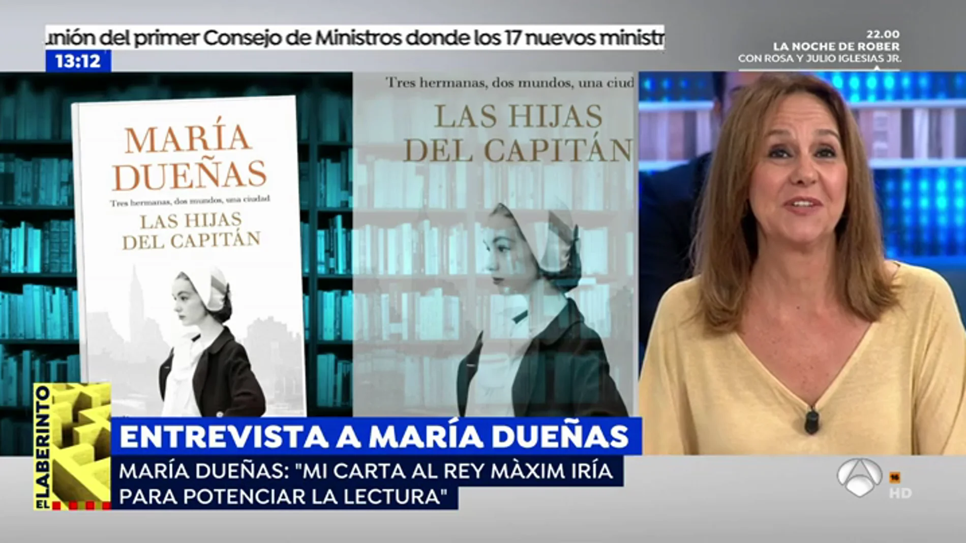 María Dueñas: "A Màxim Huerta como ministro le pediría que haga planes de fomento para la lectura"