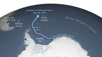 Localización actual del iceberg