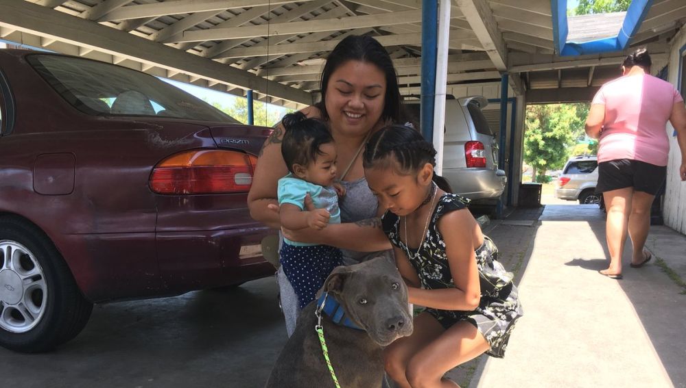 La familia con el perro