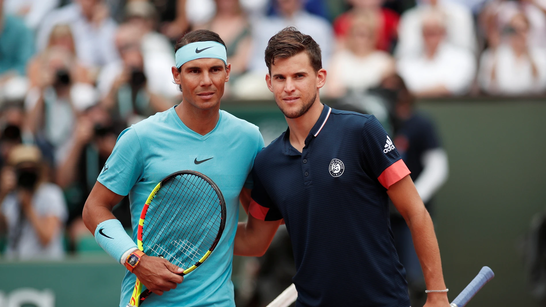 Nadal y Thiem posan juntos en la foto antes de la final Nadal y Thiem posan juntos en la foto antes de la final