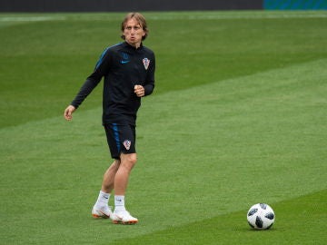 Luka Modric, en un entrenamiento de Croacia