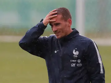 Griezmann, durante un entrenamiento de Francia Griezmann, durante un entrenamiento de Francia