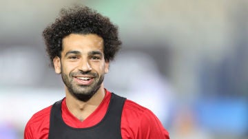 Mohamed Salah, estrella de Egipto, en un entrenamiento