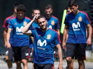 Koke, en el entrenamiento de España en Krasnodar