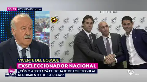 Vicente del Bosque, sobre el fichaje de Lopetegui por el Real Madrid: "Creo en la profesionalidad de Julen y su equipo. Es un asunto complejo" Vicente del Bosque, sobre el fichaje de Lopetegui por el Real Madrid: "Creo en la profesionalidad de Julen y su equipo. Es un asunto complejo"