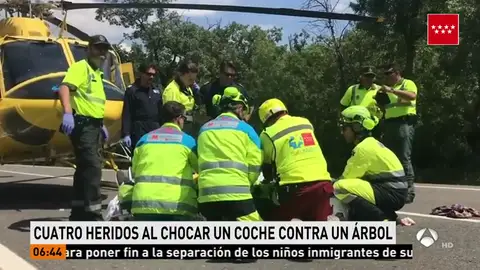 Cuatro heridos al chocar un monovolumen contra un árbol en la M-505 a la altura de El Escorial Cuatro heridos al chocar un monovolumen contra un árbol en la M-505 a la altura de El Escorial