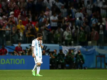 Leo Messi, durante el partido contra Croacia Leo Messi, durante el partido contra Croacia