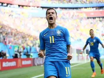 Coutinho celebra su gol con la selección de Brasil Coutinho celebra su gol con la selección de Brasil