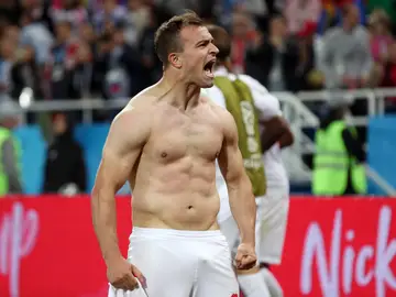 Shaqiri celebra su gol contra Serbia Shaqiri celebra su gol contra Serbia