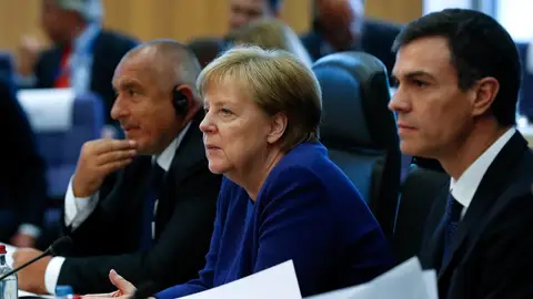 Sánchez y Merkel Sánchez y Merkel