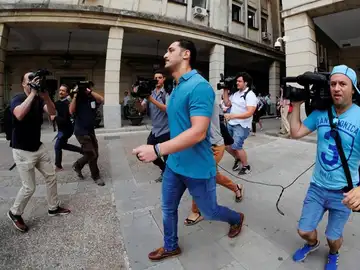 El militar de 'La Manada' llega al juzgado El militar de 'La Manada' llega al juzgado