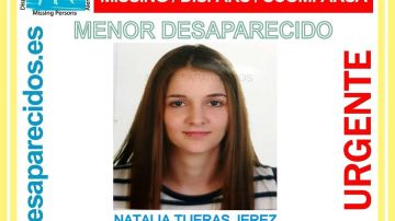 Imagen de Natalia Tijeras, la menor desaparecida en Almería