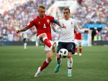 Griezmann, en el choque ante Dinamarca Griezmann, en el choque ante Dinamarca