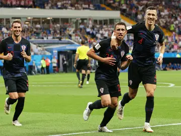 Los jugadores croatas celebran un gol ante Islandia Los jugadores croatas celebran un gol ante Islandia