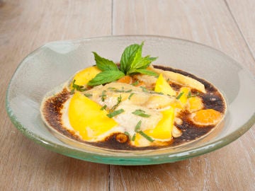 Fruta con sabayón de txakoli Fruta con sabayón de txakoli