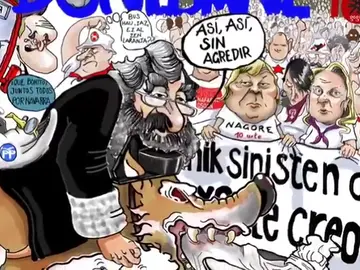 Las peñas tiñen sus pancartas de morado Las peñas tiñen sus pancartas de morado