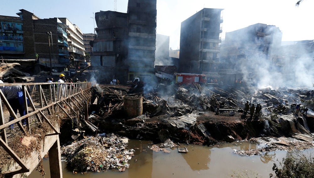 Imagen del incendio en el mercado de Kenia