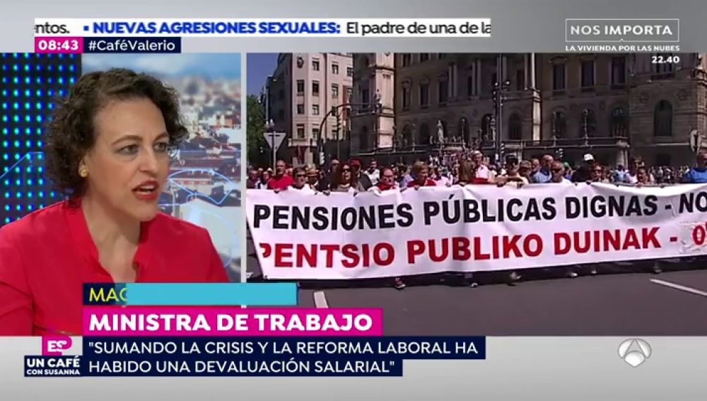  Magdalena Valerio: "La subida salarial mejorará la caja de las pensiones"