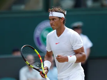 Rafa Nadal celebra uno de los puntos contra De Minaur Rafa Nadal celebra uno de los puntos contra De Minaur