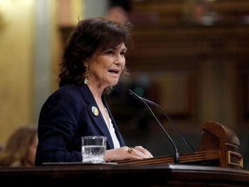 La vicepresidenta, Carmen Calvo, en el Congreso