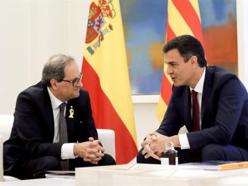 Pedro Sánchez y Quim Torra durante su reunión en Moncloa Pedro Sánchez y Quim Torra durante su reunión en Moncloa