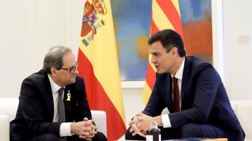Pedro S&aacute;nchez y Quim Torra durante su reuni&oacute;n en Moncloa