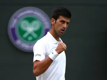 Djokovic celebrando un punto ante Khachanov Djokovic celebrando un punto ante Khachanov