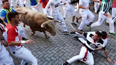 Los toros de Núñez del Cuvillo a su paso por el tramo de Telefónica Los toros de Núñez del Cuvillo a su paso por el tramo de Telefónica
