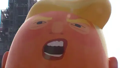El globo del "bebé Trump" en pañales se alza frente al Parlamento de Londres El globo del "bebé Trump" en pañales se alza frente al Parlamento de Londres