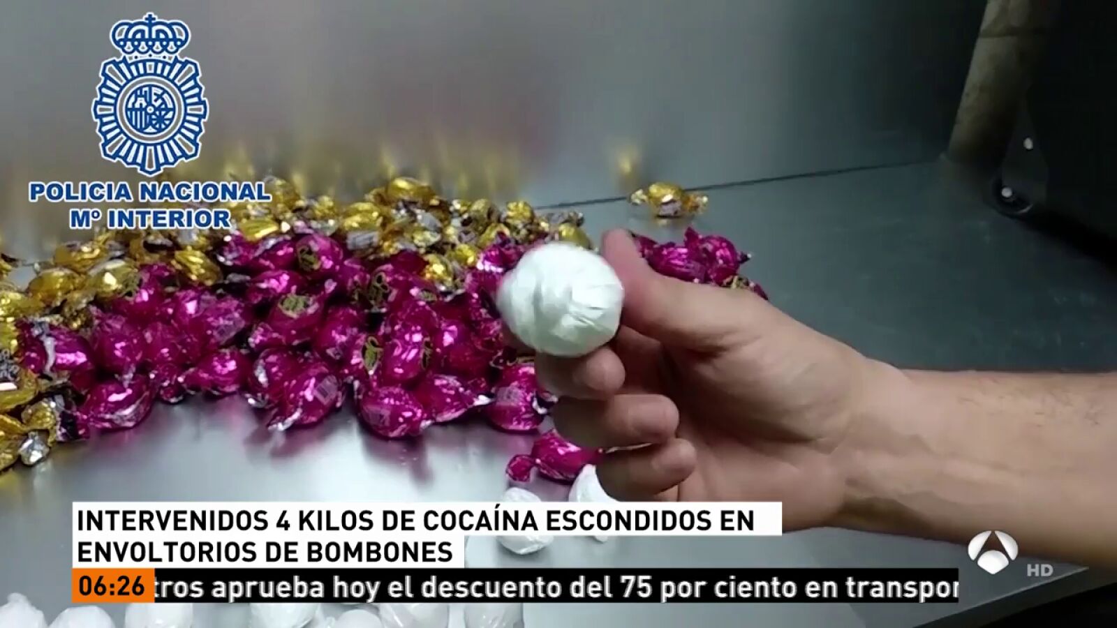 Detienen a un hombre por intentar introducir más de cuatro kilos de bombones hechos de cocaína