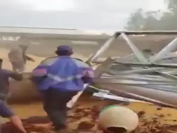 Un grupo de trabajadores se salvan de ser aplastados por cien mil kilos de granos de soja Un grupo de trabajadores se salvan de ser aplastados por cien mil kilos de granos de soja