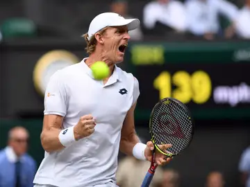 Kevin Anderson celebrando su victoria ante Isner Kevin Anderson celebrando su victoria ante Isner