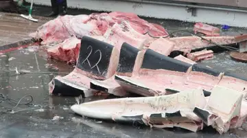 Restos de la ballena azul capturada Restos de la ballena azul capturada