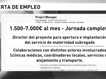 Inspección de Trabajo investiga un anuncio que busca director para la apertura de un servicio de maternidad subrogada en Madrid
