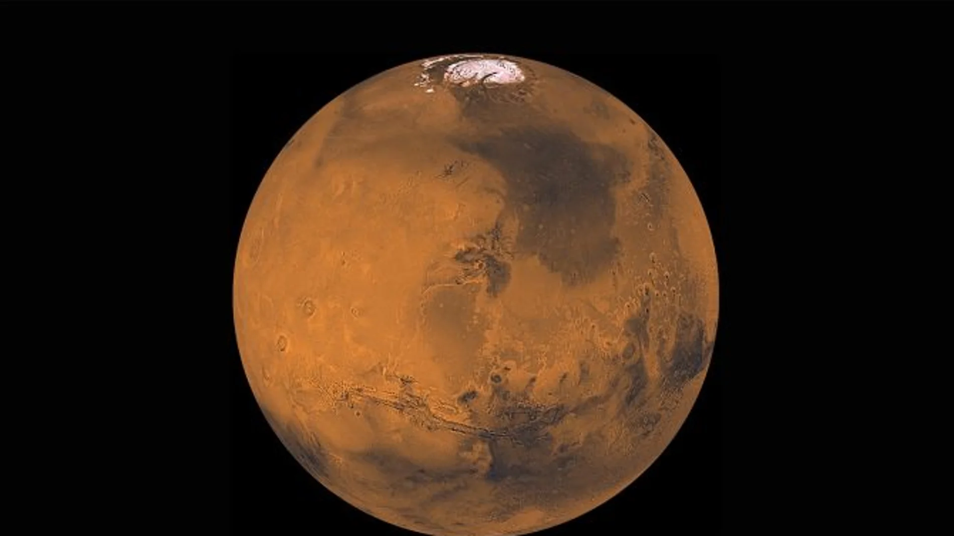Imagen de la capa de hielo en el polo sur de Marte Imagen de la capa de hielo en el polo sur de Marte