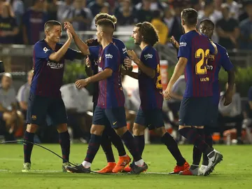 El Barcelona celebra un gol El Barcelona celebra un gol