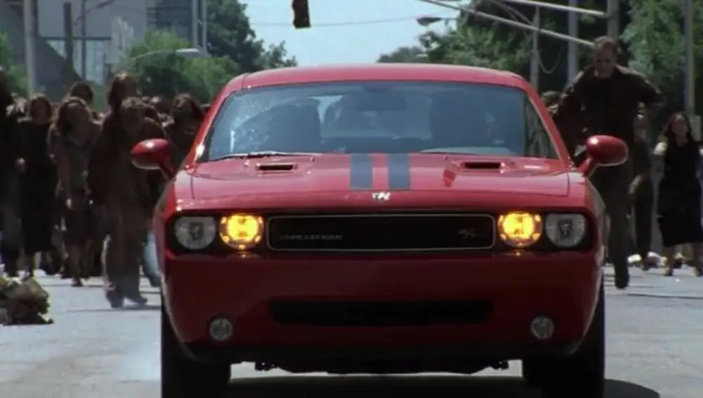 Dodge Challenger rojo en The Walking Dead
