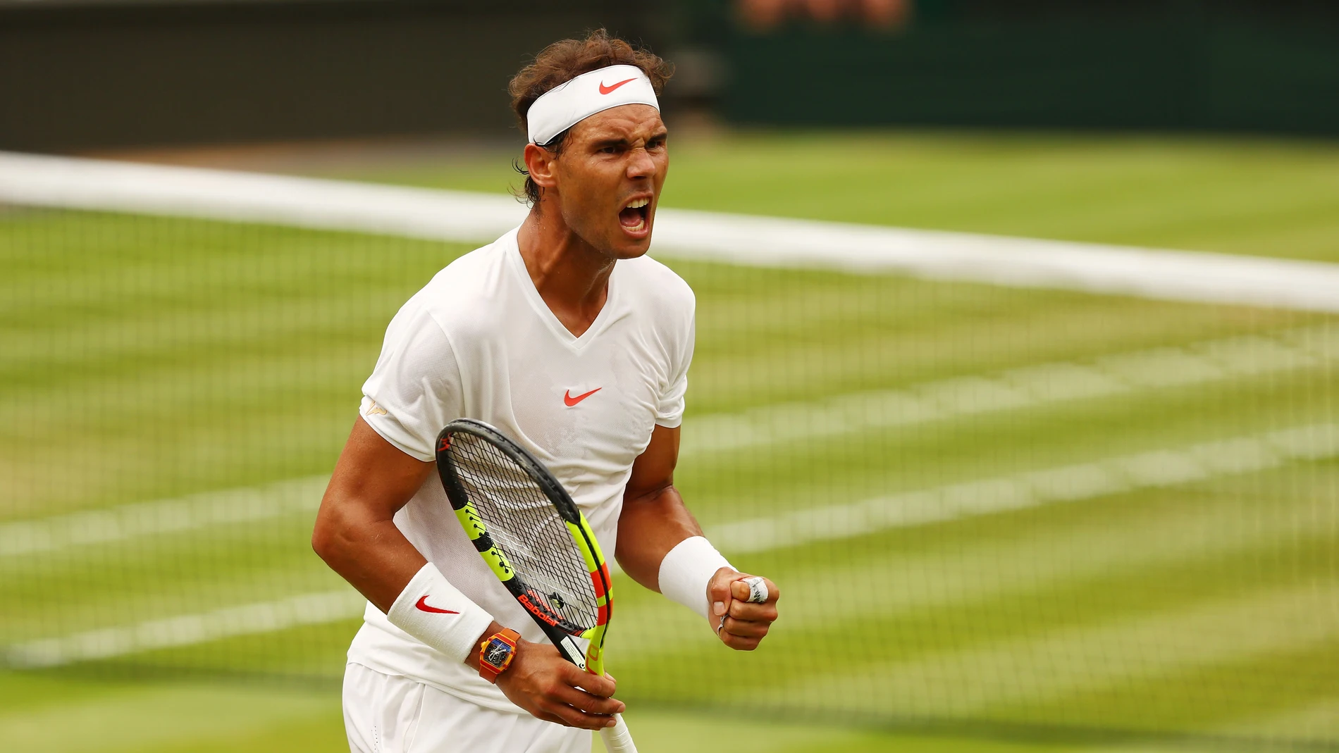 Rafa Nadal celebra un punto en Wimbledon Rafa Nadal celebra un punto en Wimbledon