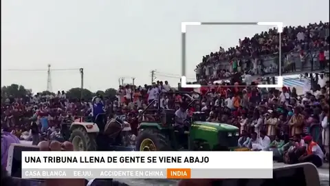 Al menos 17 personas heridas al caer una tribuna en India Al menos 17 personas heridas al caer una tribuna en India