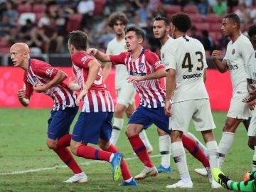 Varios canteranos del Atlético celebran un gol ante el PSG Varios canteranos del Atlético celebran un gol ante el PSG