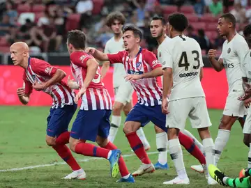 Varios canteranos del Atlético celebran un gol ante el PSG Varios canteranos del Atlético celebran un gol ante el PSG