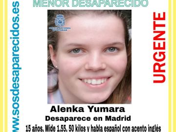 Imagen de la adolescente desaparecida en Madrid 