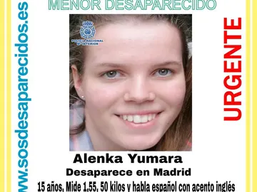 Imagen de la adolescente desaparecida en Madrid Imagen de la adolescente desaparecida en Madrid