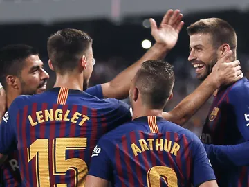 Los jugadores del Barça celebran un gol Los jugadores del Barça celebran un gol
