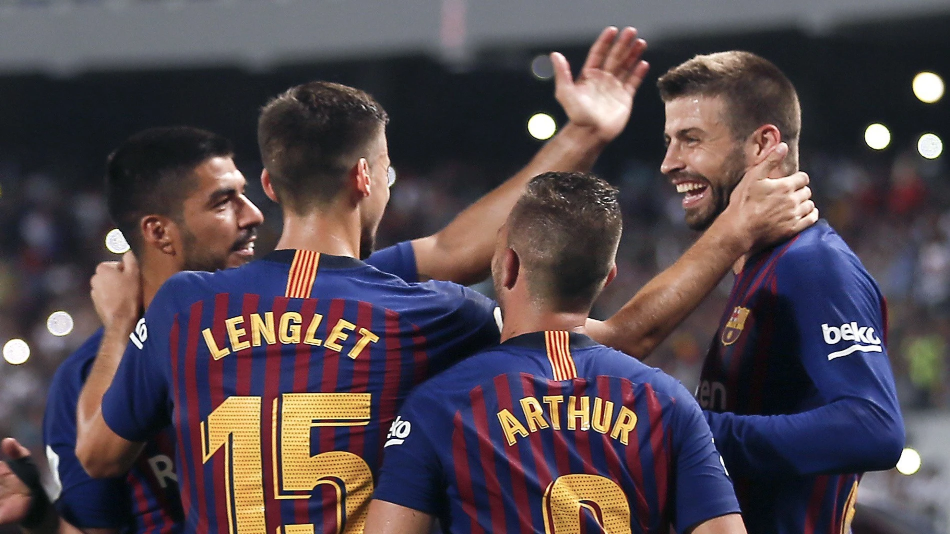 Los jugadores del Barça celebran un gol Los jugadores del Barça celebran un gol