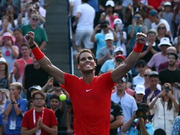 Rafa Nadal celebrando una victoria Rafa Nadal celebrando una victoria
