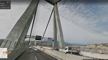 Así se veía en Google Maps el puente que se derrumbó en Génova