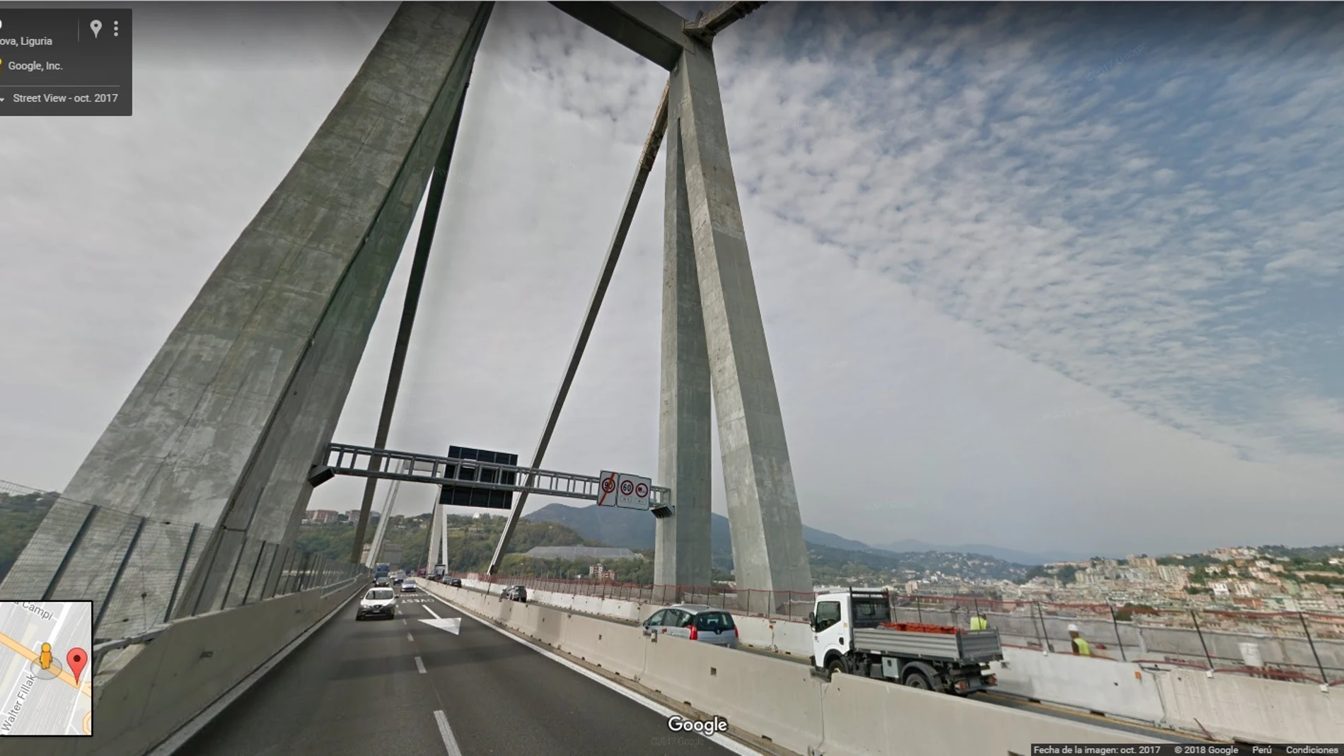 Así se veía en Google Maps el puente que se derrumbó en Génova Así se veía en Google Maps el puente que se derrumbó en Génova