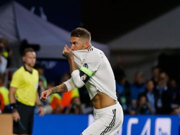 Sergio Ramos celebra un gol en la Supercopa de Europa